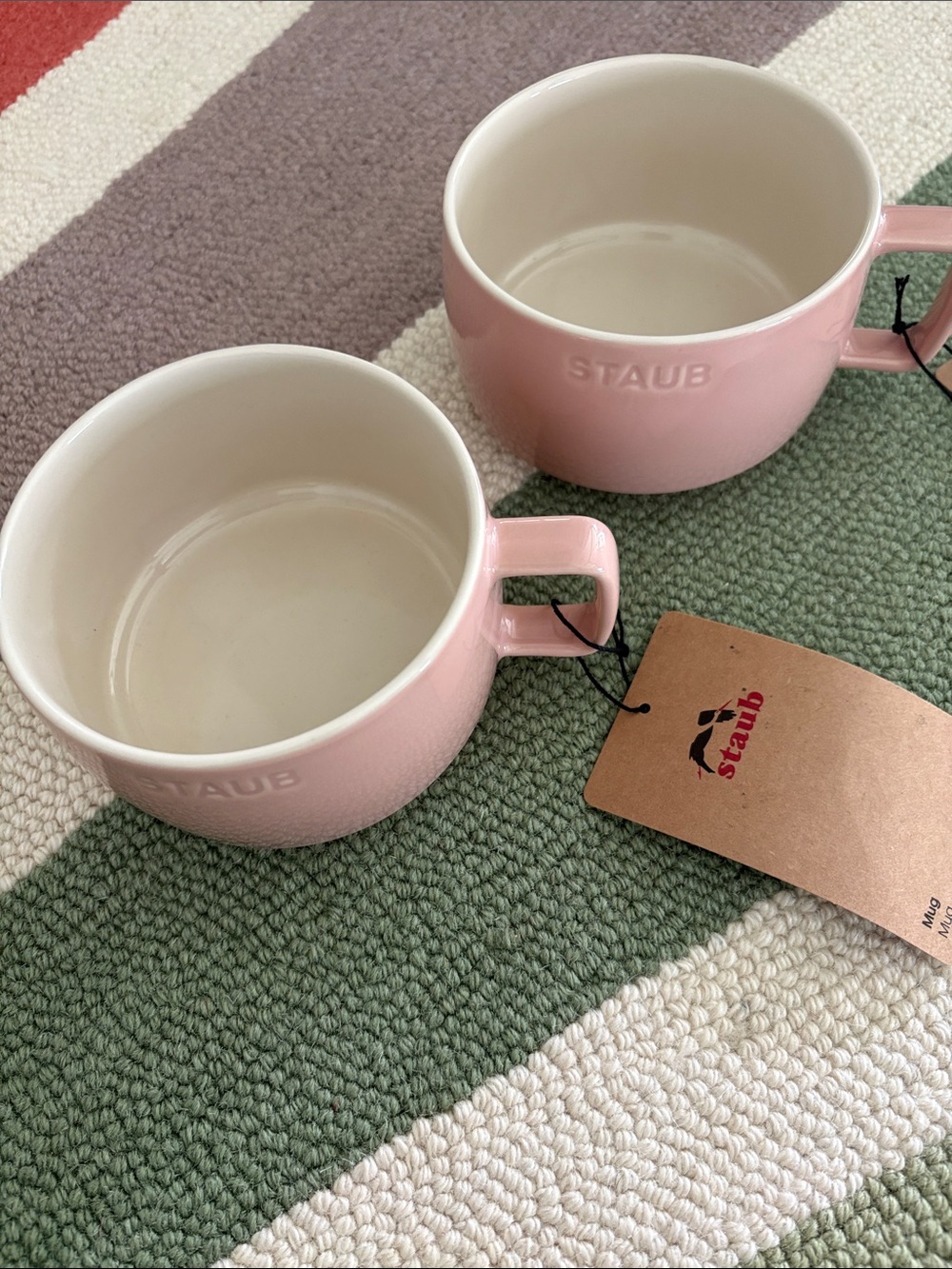 NWT Staub Stackable 17 oz Mugs Light Pink- Set of 2 - Picture 7 of 10